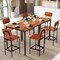 Costway 5-Piece Industrial Dining Table Set with Counter Height Table & 4 Bar Stools Black/Grey/Walnut